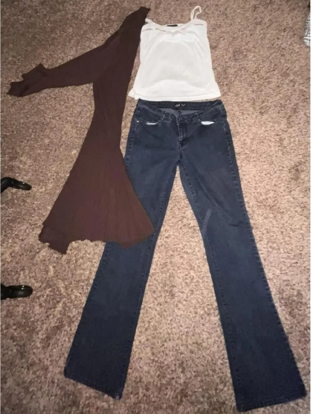 Lei Lowrise dark wash bootcut jeans with embroidery floral design on back pocket